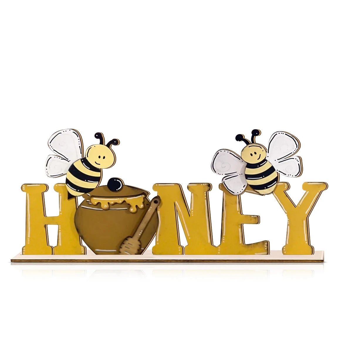 1 set of 2D summer HONEY letter bee honey jar wooden desktop decoration ornaments, rustic farmhouse desktop decoration Qme