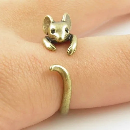 Vintage Cartoon Mouse Animal Finger Ring for Women Antique Silver Color Gothic Girls Knuckle Rings Fancy Gift 2025 Hot Jewelry Qme resizable jin shu