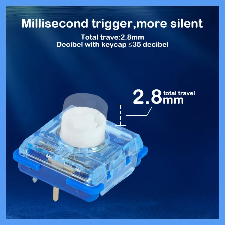 Kailh Deep Sea Silent Low Profile Keyboard Switch Mechanical Keyboard Switch for Deep Sea Island Whale Landing MINI 1353Hitbox Qme
