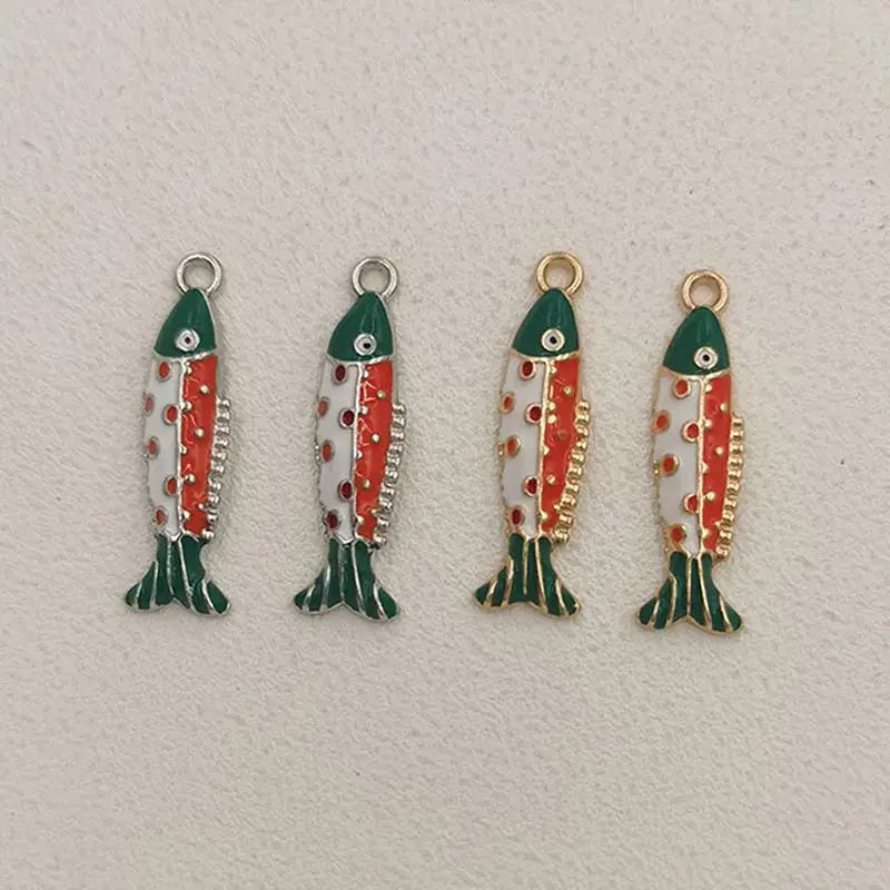 2Pcs Colorful Enamel Fish Charms Cute Design Perfect For DIY Jewelry Making Necklace Bracelet Earring Crafts Qme