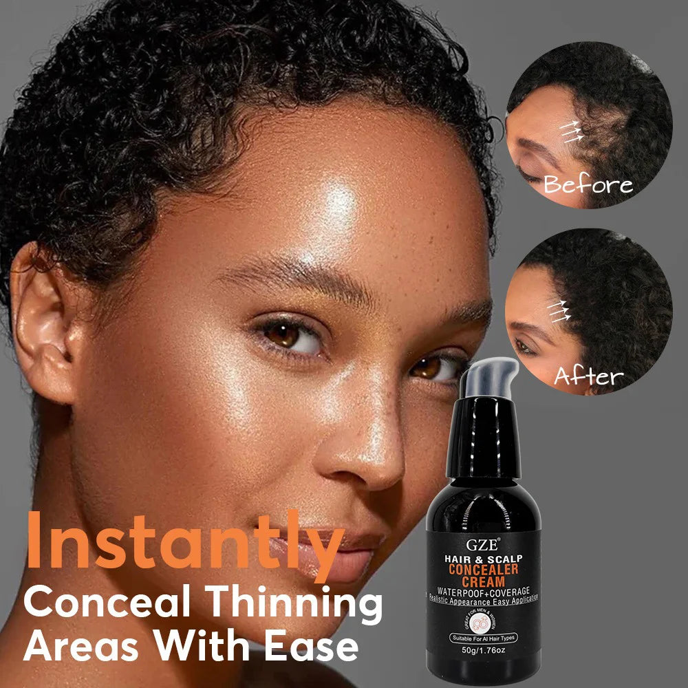 GZE Waterproof Concealer Cream for Hair, Scalp, Beard & Eyebrows – Covers Bald Spots, Thinning Hair & Patchy Brows Qme