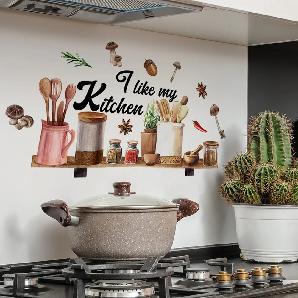 Wall Stickers Removable Waterproof Wall Decals Hand Painted PVC Wall Posters Dining Room Decoration Kitchen Decor Qme