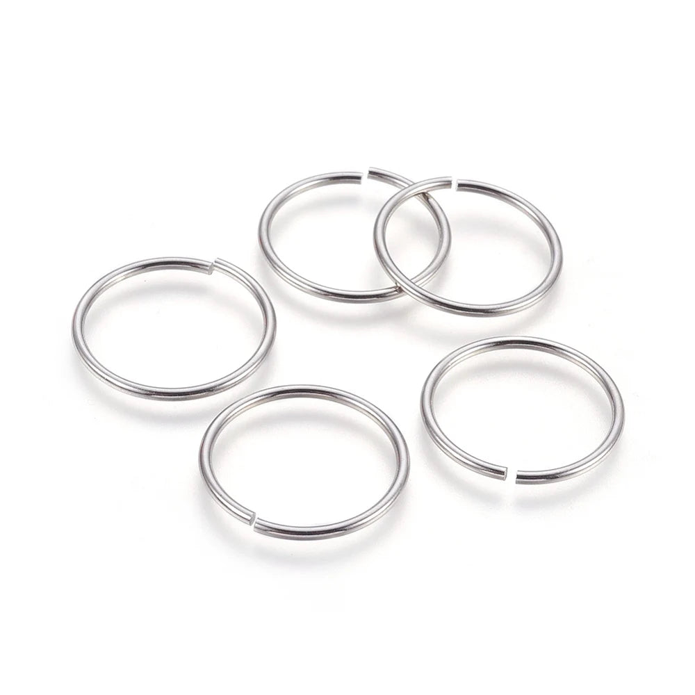 PandaHall Tarnish Resistant 304 Stainless Steel Saw Cut Open Jump Rings diameter 1.4-3mm x thick 6-30mm Round for Jewelry Making Qme