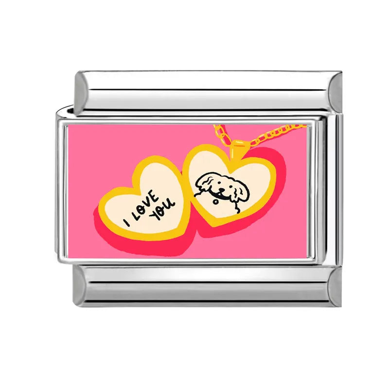 Y2K Design Pink Heart Leopard CD Lips Hat Italian Charm Links Fit