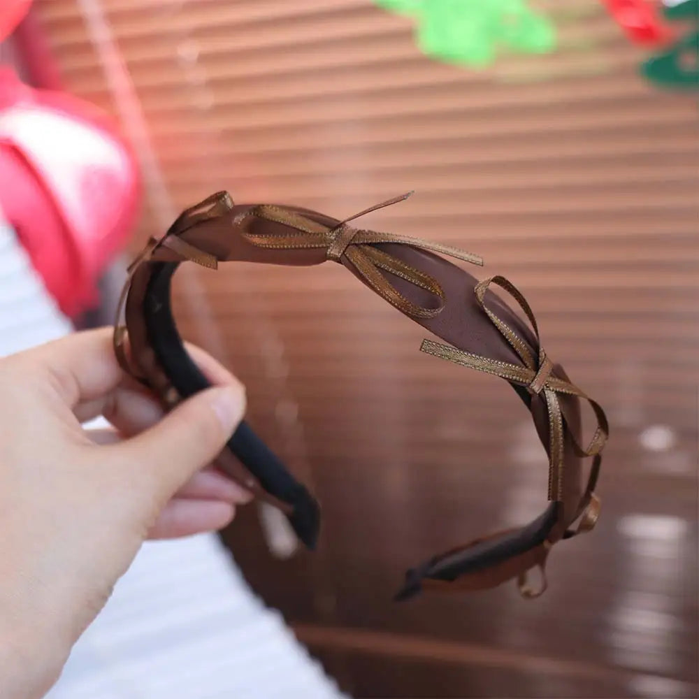 Fashion Elegant Satin Bow Headband Sweet Temperament French Hairband Qme