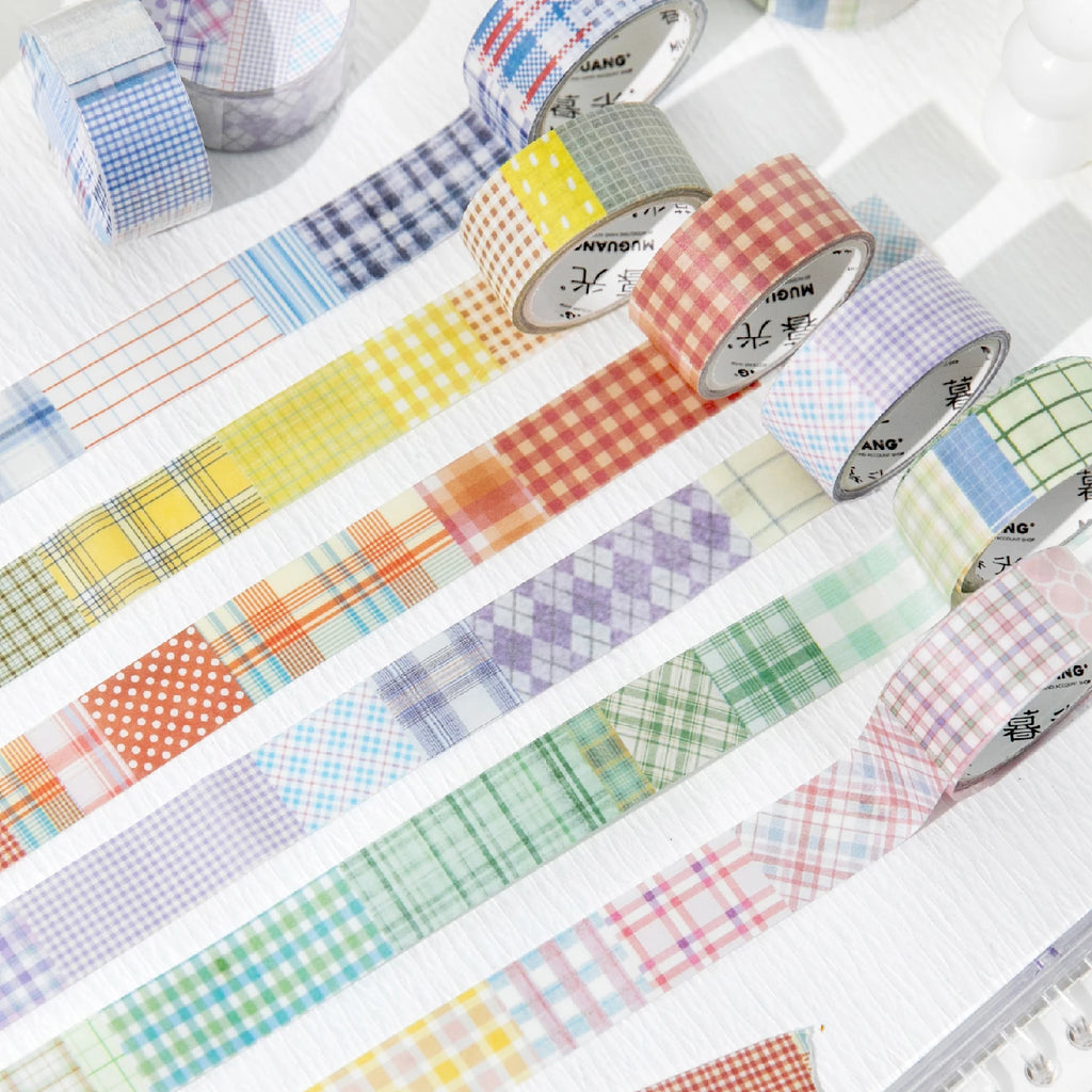 1 Roll Linen Plaid Theme Retro Washi Tape for DIY Journal, Photo Frame Collage Material, Scrapbook, Phone Case Decoration Qme