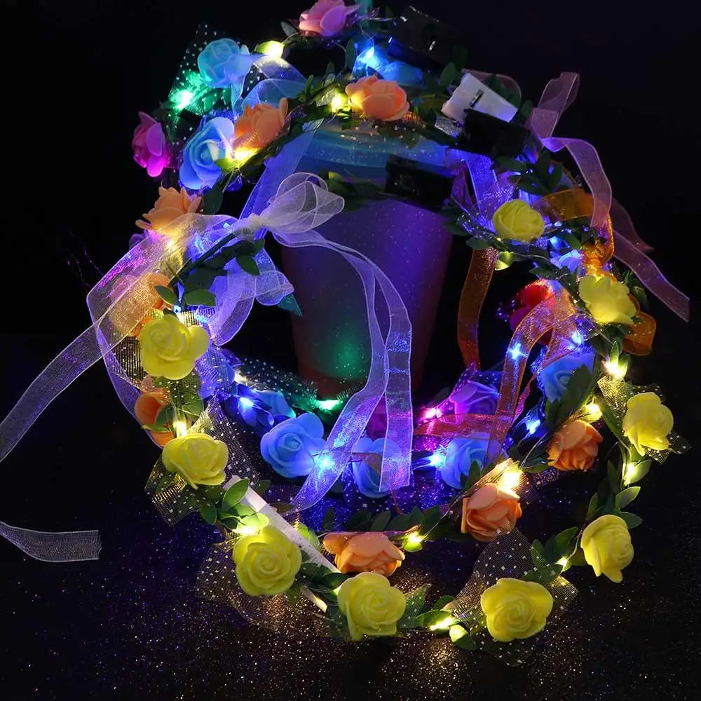 Elegant Vintage Luminous Foam Party Headwear Crown Flower Headband Qme