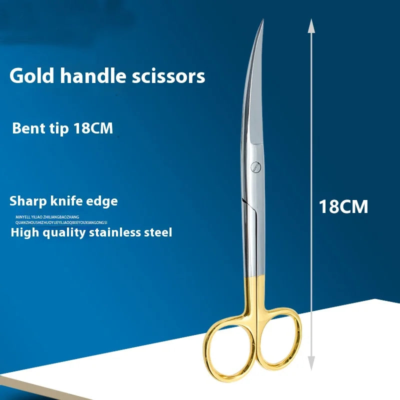 Gold Handle Ophthalmic Scissors Stainless Steel Cosmetic Plastic Qme g
