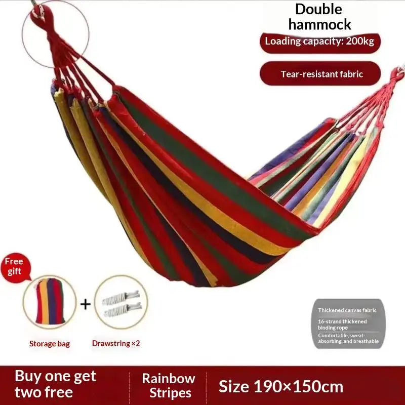 Adult Outdoor Swing Thick Canvas Camping Hammock Easy Carry Store Qme 190 x 150cm Red