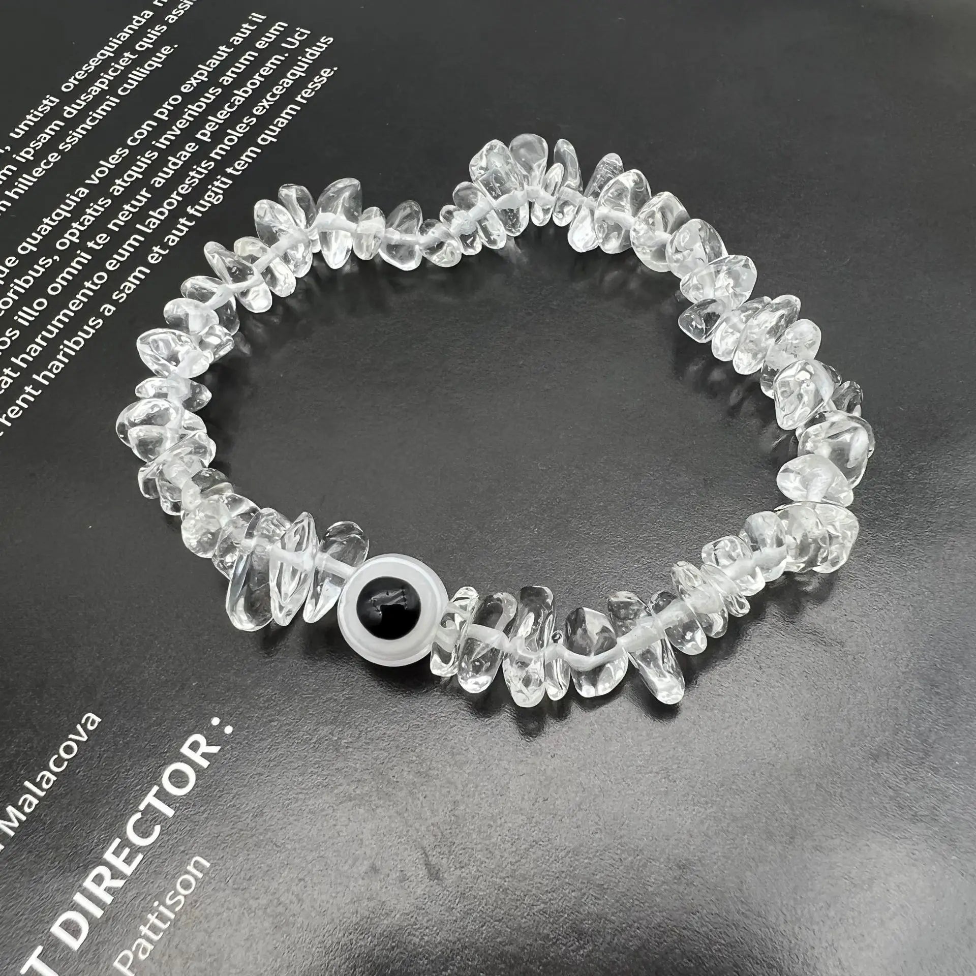 b57 Blue Evil Eye Crystal Bracelet Irregular Natural Stone Beads Chip Jewelry Amethyst Aquamarine Rose Quartz Bangles for Women Qme
