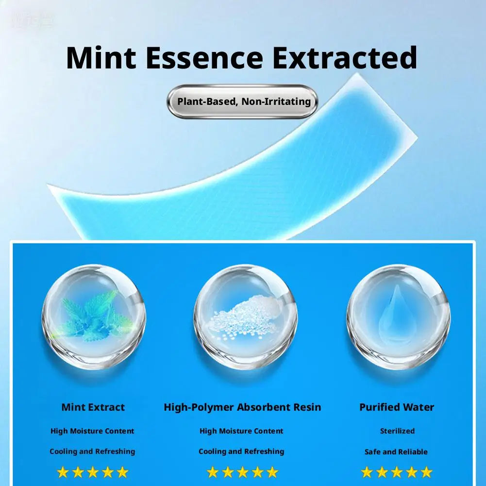 5 Pairs Forehead Fever Cool Pads Cooling Gel Patches Discomfort Qme