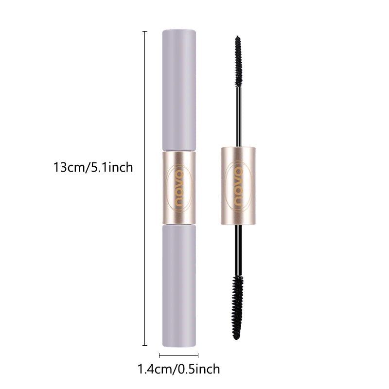 Dual-Ended Mascara, Eyelash Primer & Mascara, Fine & Thick Brush Heads, Volumizing & Lengthening, Long-Lasting, Water Resistant, Qme