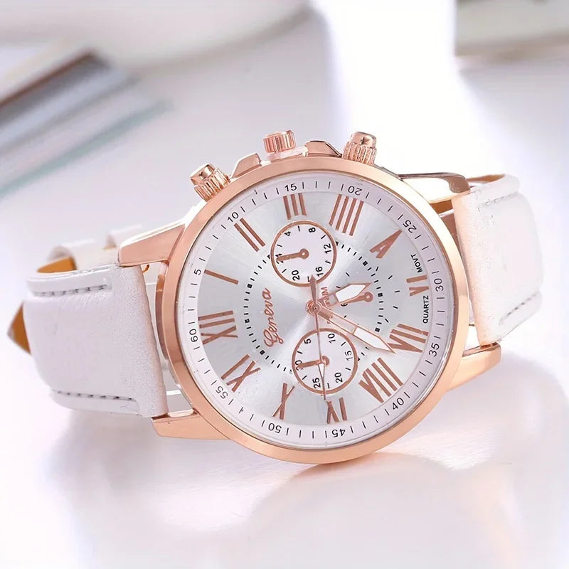 Classic Color Disc Belt Wrist Watch Dopamine Color Multicolor Available Geneva Couple Quartz Watch Qme White