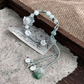 b23 Chinese Style Exquisite Lotus Leaf Lotus Bead Handmade Woven Rope Bracelet for Women's Fashion and High-end Jewelry Qme green