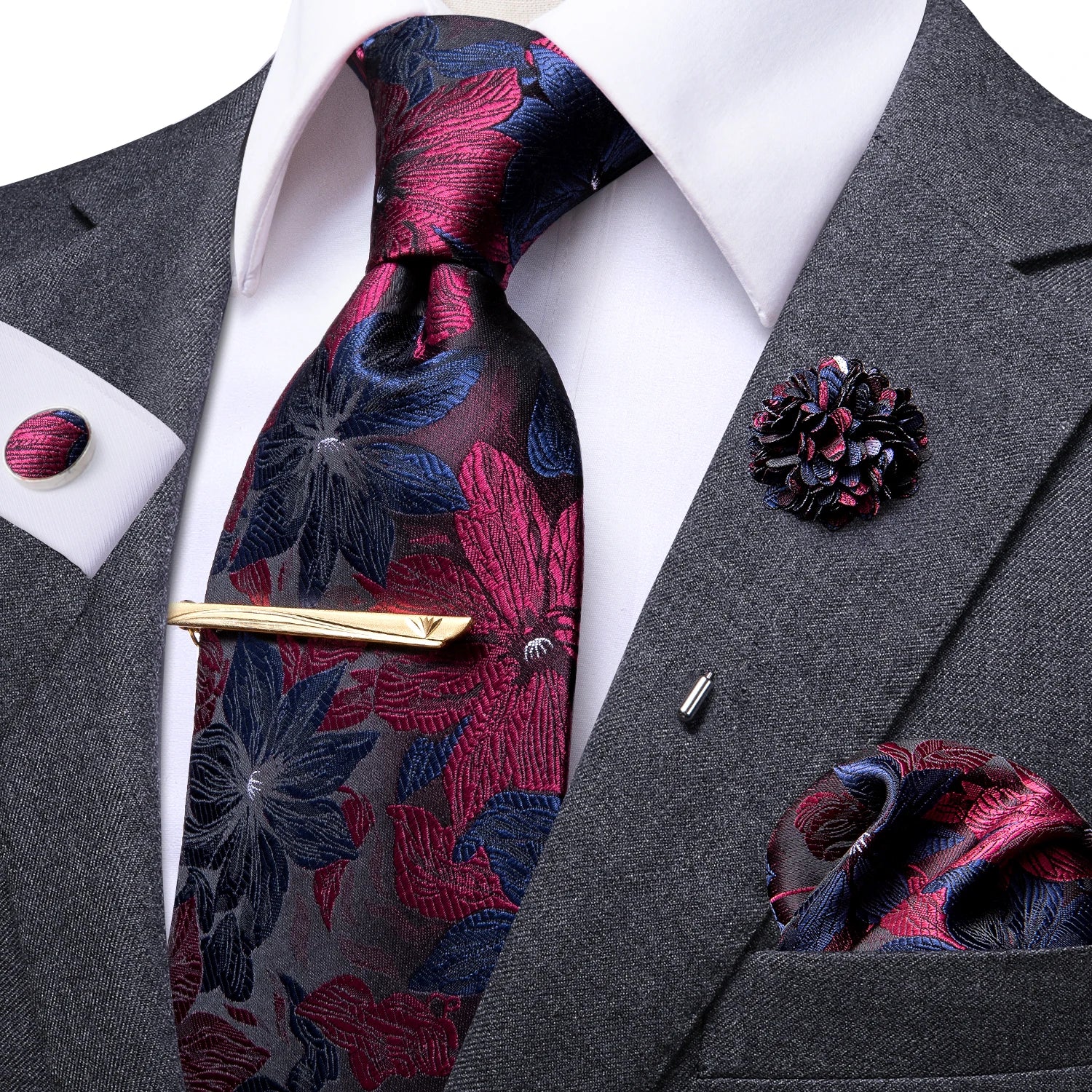 Yellow Brown Paisley Tie Men Men's Clip Luxury Necktie Hanky Qme N-3125-XH-071-LJ-403