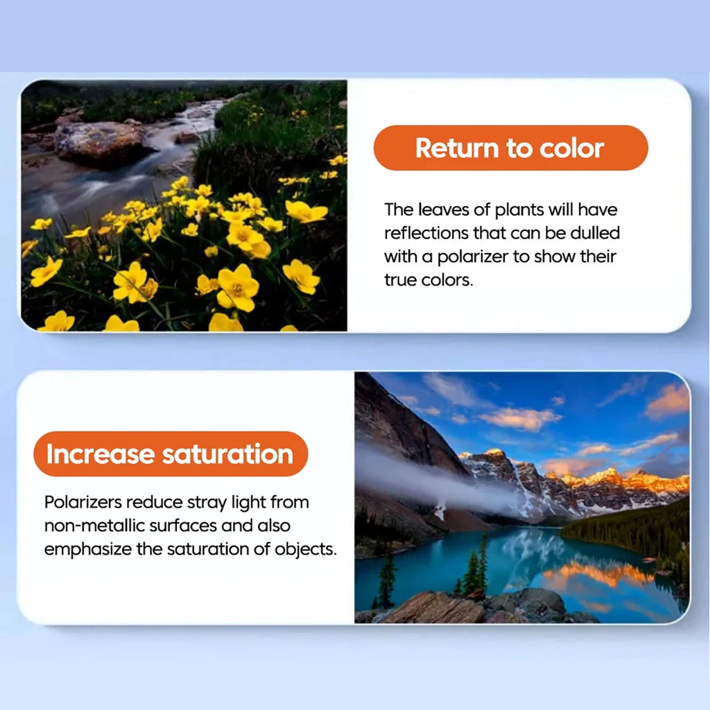 Circular Universal Polarizer Camera Lens Clip Portable CPL Filter Qme