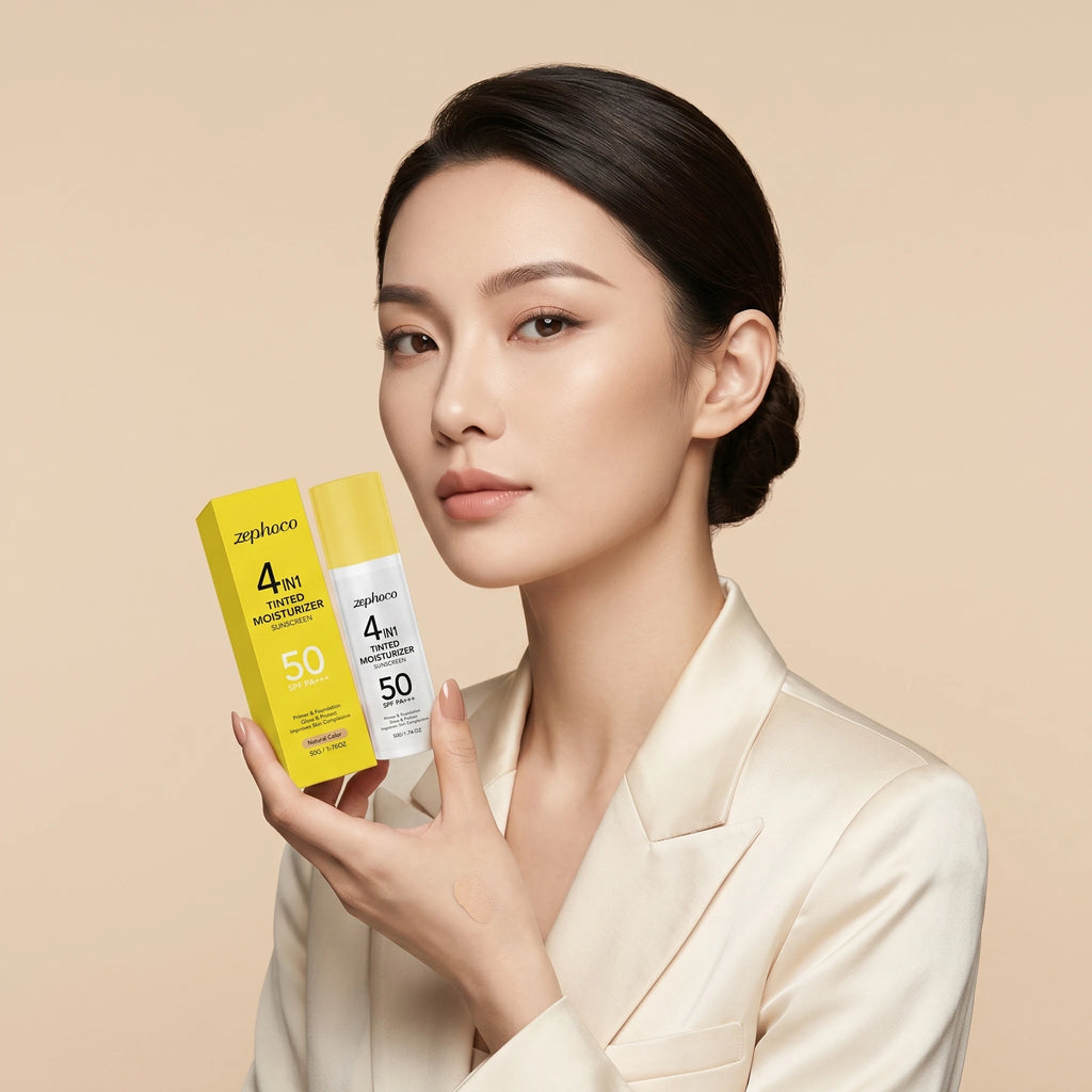 zephoco Tinted Moisturizer Sunscreen Spf 50 Anti UV Improve Skin Tone Full Coverage Foundation Base Makeup Moisturizing Sunblock Qme