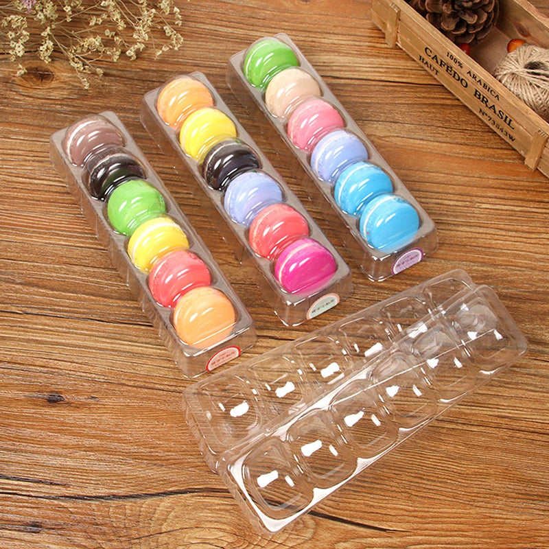 ^5 Macaron Boxes Clear PET Dessert Pastry Packaging Box Birthday Holiday Gift Cake Display Dessert decoration of 6 Macarons Qme