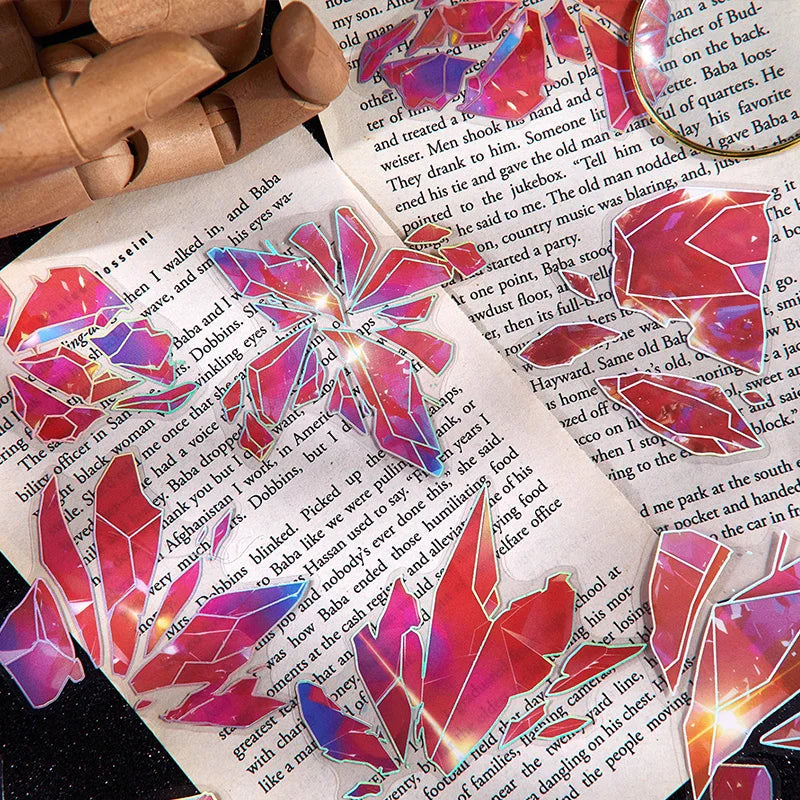 20 Sheets Broken Crystal Graffiti Stickers for DIY Scrapbook Suitcase Phone Laptop Guitar Decorative Stationery Office Supplies Qme