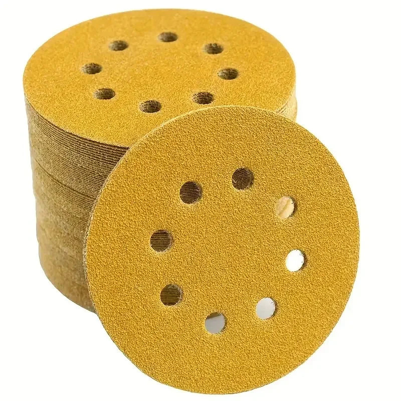 20Pcs Yellow Sanding Discs Assorted Grits 8 Holes 5Inch Sanding Disc Abrasive Tools Hook Loop Sandpaper Loop Sanding Disc Qme 20Pcs 60 Grits