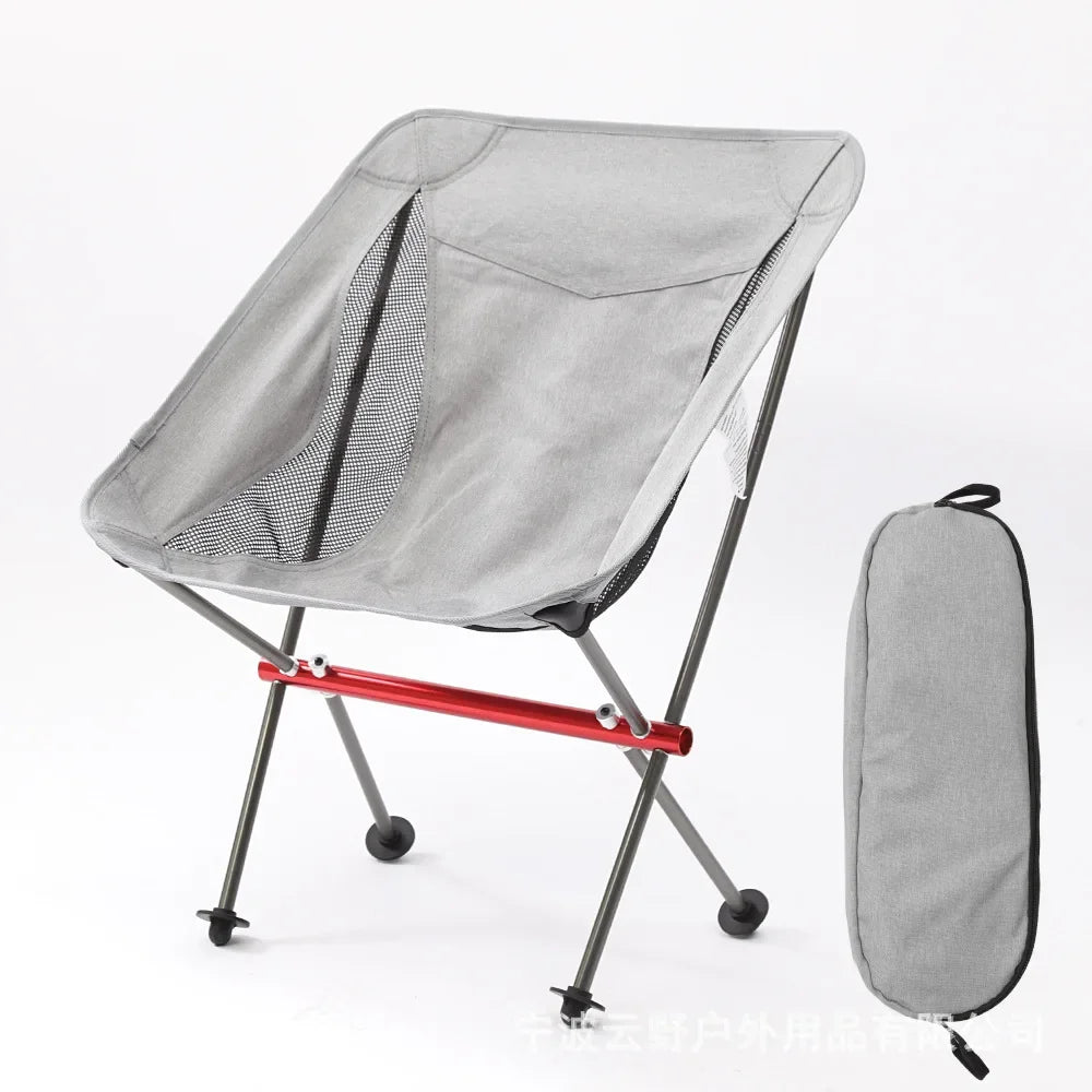Portable Aluminum Alloy Moon Chair Outdoor Dining Camping Leisure Qme Grey