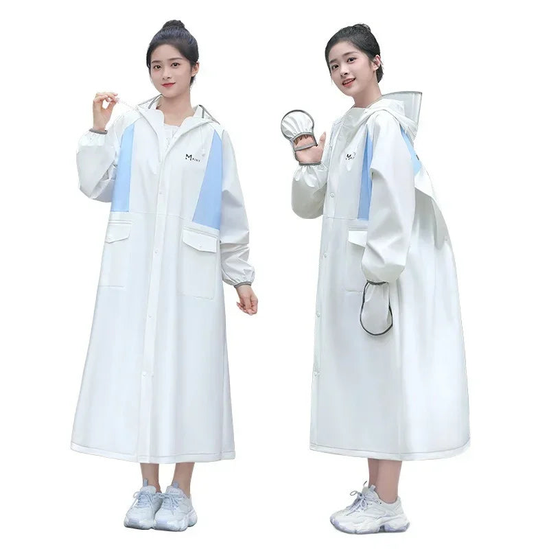 Single double long full body integrated cycling raincoat for electric motorcycle, battery car riding in rainstorm Qme