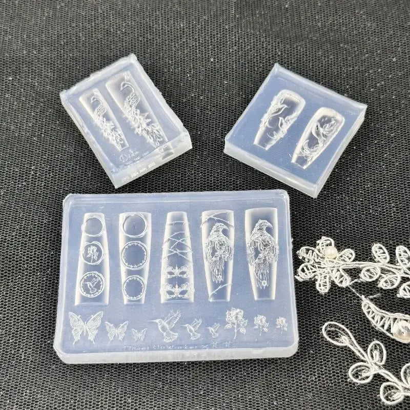 Falcon Peacock 3D Silicone Relief DIY Decoration Nail Art Templates Qme