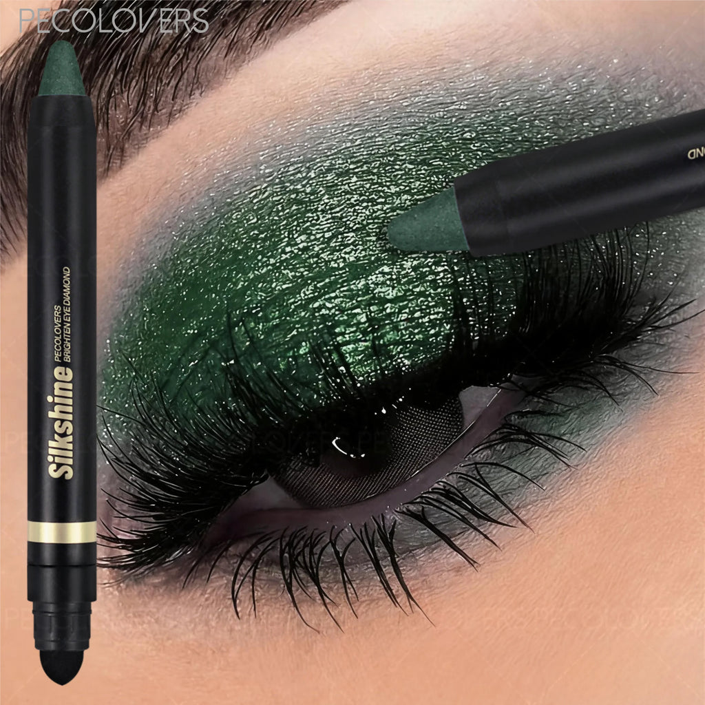 Double-headed Eyeshadow Stick Brush Champagne Brown Forest Green Deep Qme