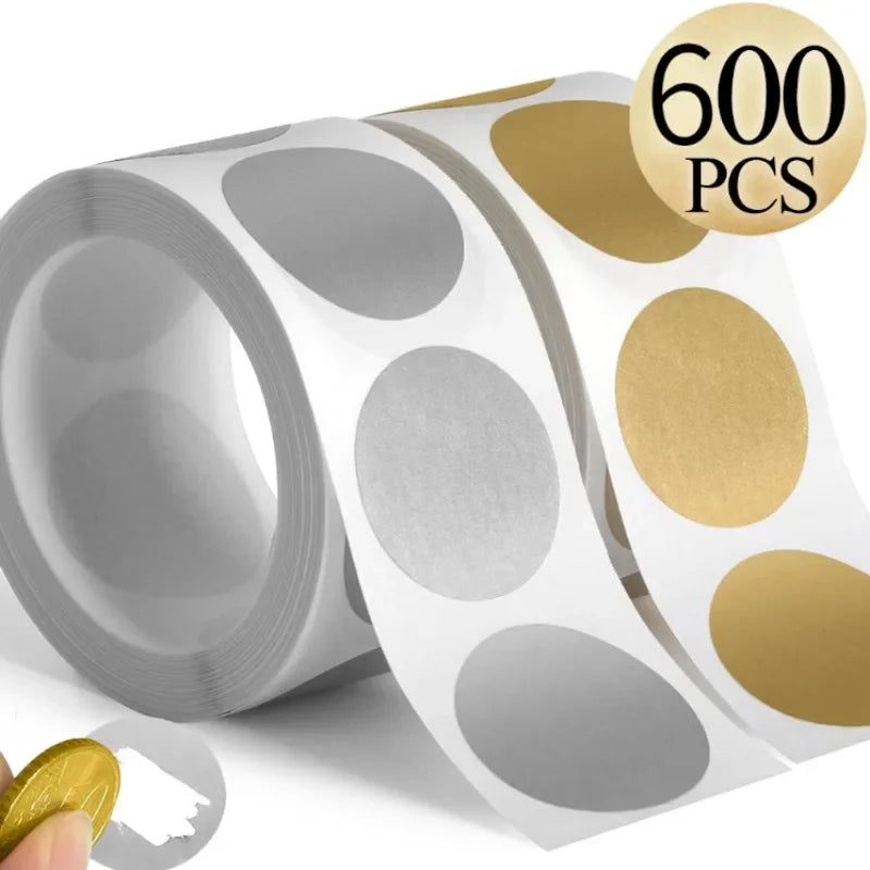 300Pcs Scratch Off Stickers Round Shape Labels Sticker Gold Silver DIY Handmade For Game Scratch Sticker Labels Party Supplies Qme