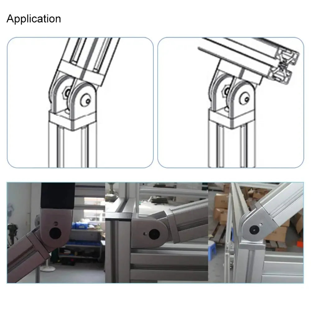 2020 Series Aluminum Profile Die-casting Zinc Alloy Flexible Pivot Joint 2020/3030/4040 Series Aluminum Profile Zinc Alloy Hinge Qme
