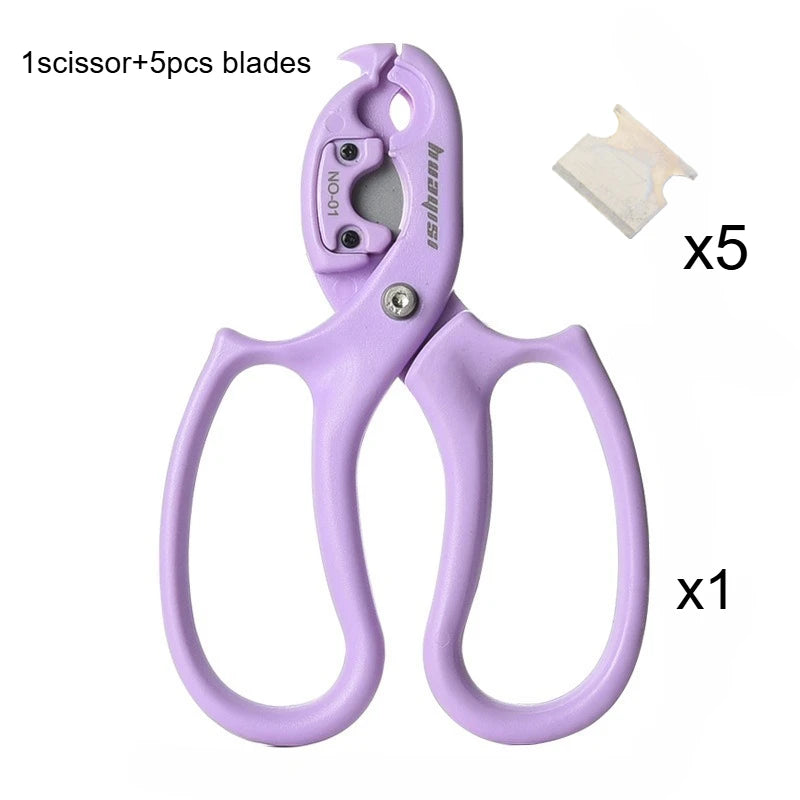 Replaceable Blade Flower Thorn Remover Scissors Florist Rose Thorn Stripper Cutter Garden Pruning Shears Floral Arrangement DIY Qme Purple