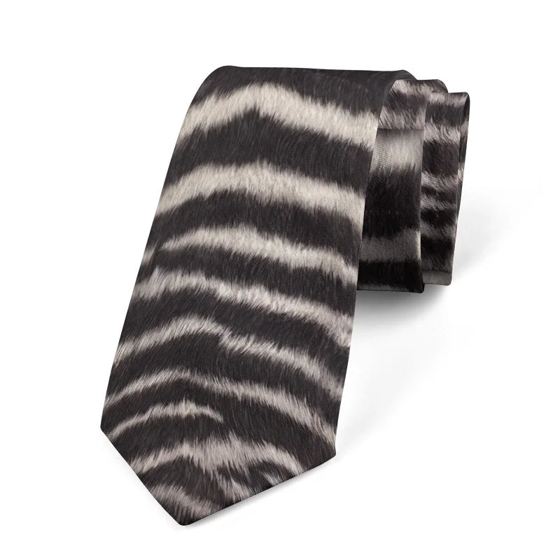 Fashionable Animal Cat Tiger Skin Tone Printed Tie Casual Business Qme style10