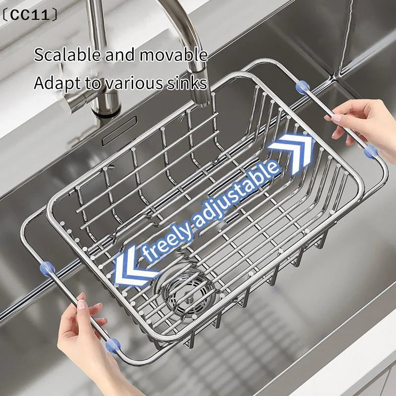 Extendable Sink Drainer Dish Vegetable Fruit Washing Basket Kitchen Qme
