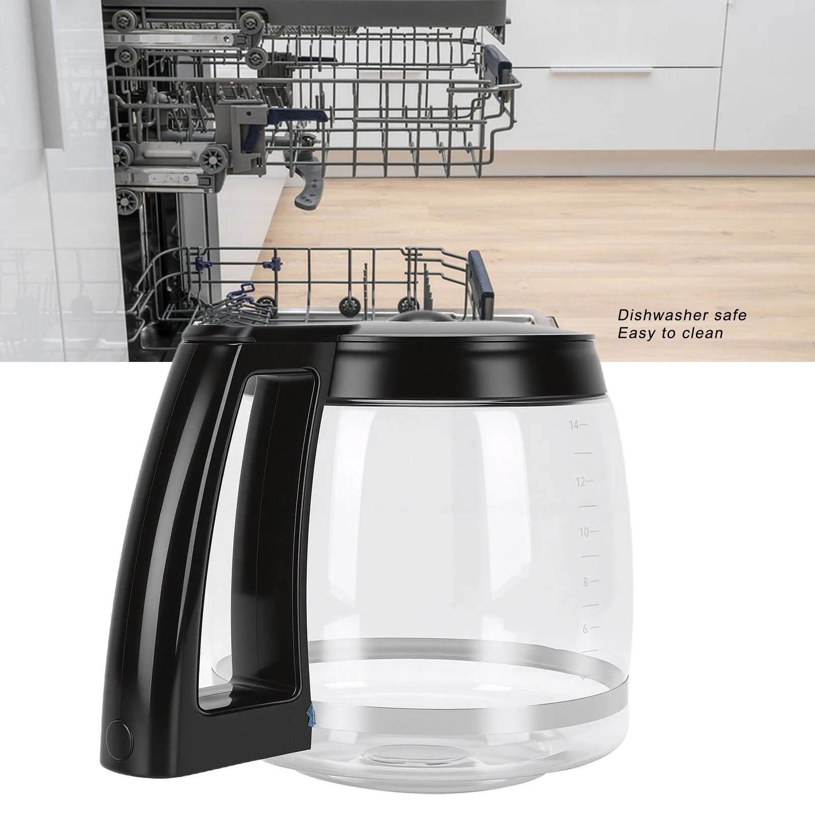 Glass Coffee Carafe Heat Resistant Coffee Pot Replacement Carafe with Handle Easy to Clean Coffee Maker Pitcher Qme