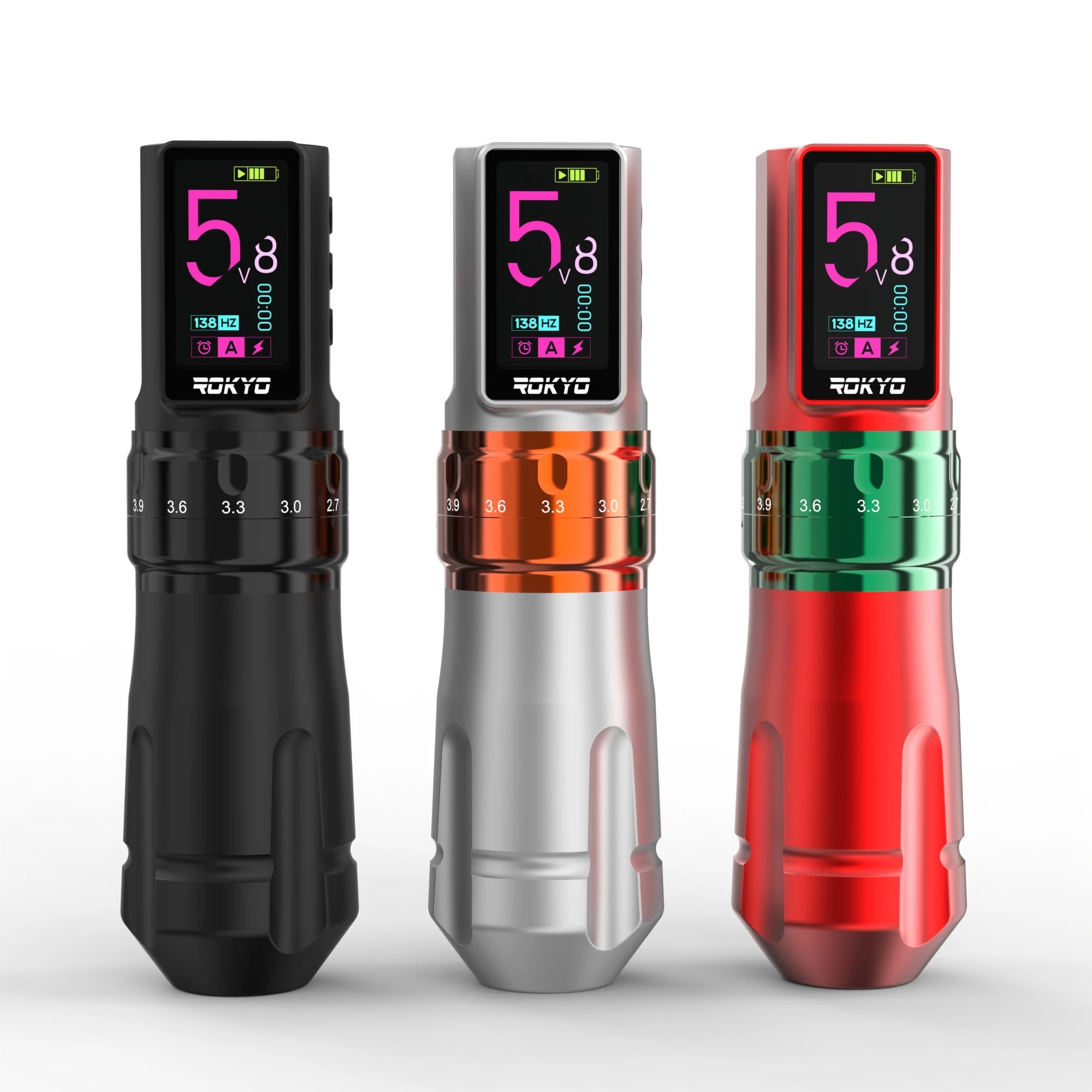 ROKYO CR07 Wireless Tattoo Machine Pen Adjustable Stroke 2.4-4.2mm OLED Display for Tattoo Artists Qme