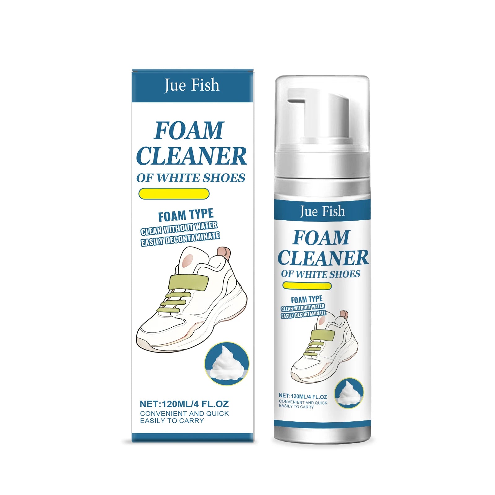 White Shoes Foam Cleaner Remove Stubborn Stains & Yellowing Prevent Oxidation Suitable for Various Materials Shoe Cleaning Agent Qme 120ml Boxed