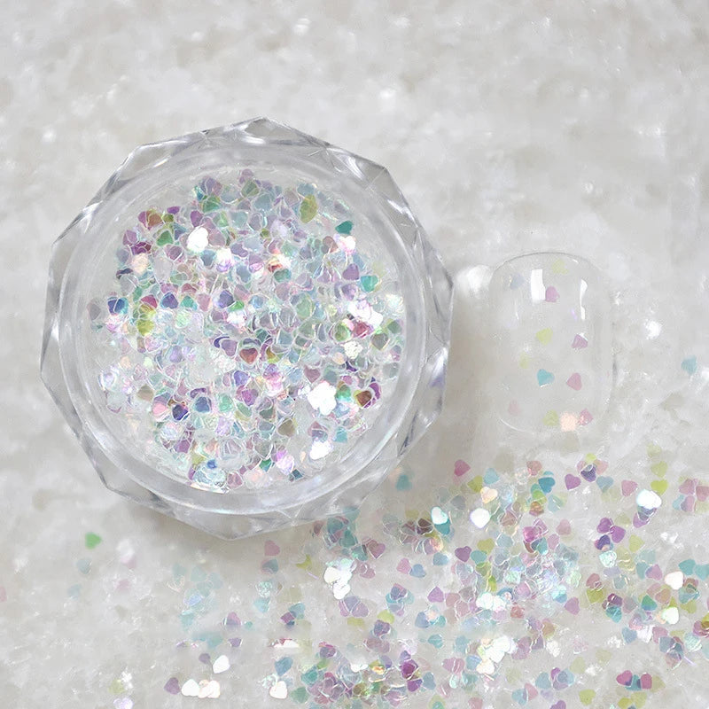 1Jar Mini Sparkling Love Nail Glitter Heart Decoration Salon Design Qme Multicolor