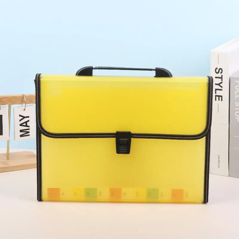 Large Capacity Waterproof File Transparent Folder Press Button Qme Yellow