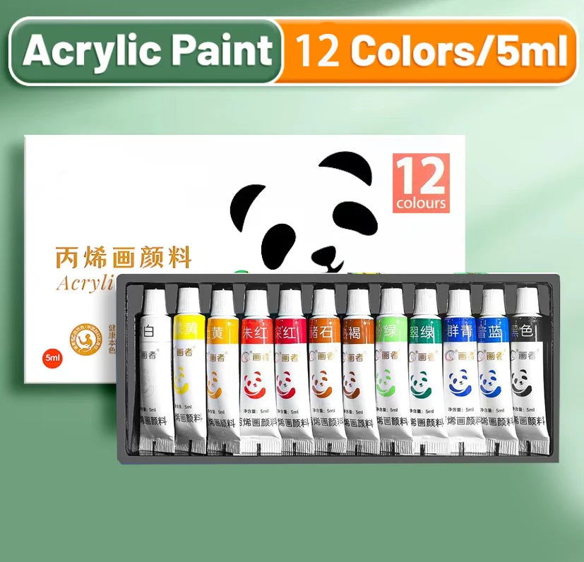 24/18/12 Colors 5ML Acrylic Paint Set, Fadefast, Rich Pigment, Suitable for Beginners, Artists, Crafts, Wall, Clothing Painting Qme 12 colors - 5ml