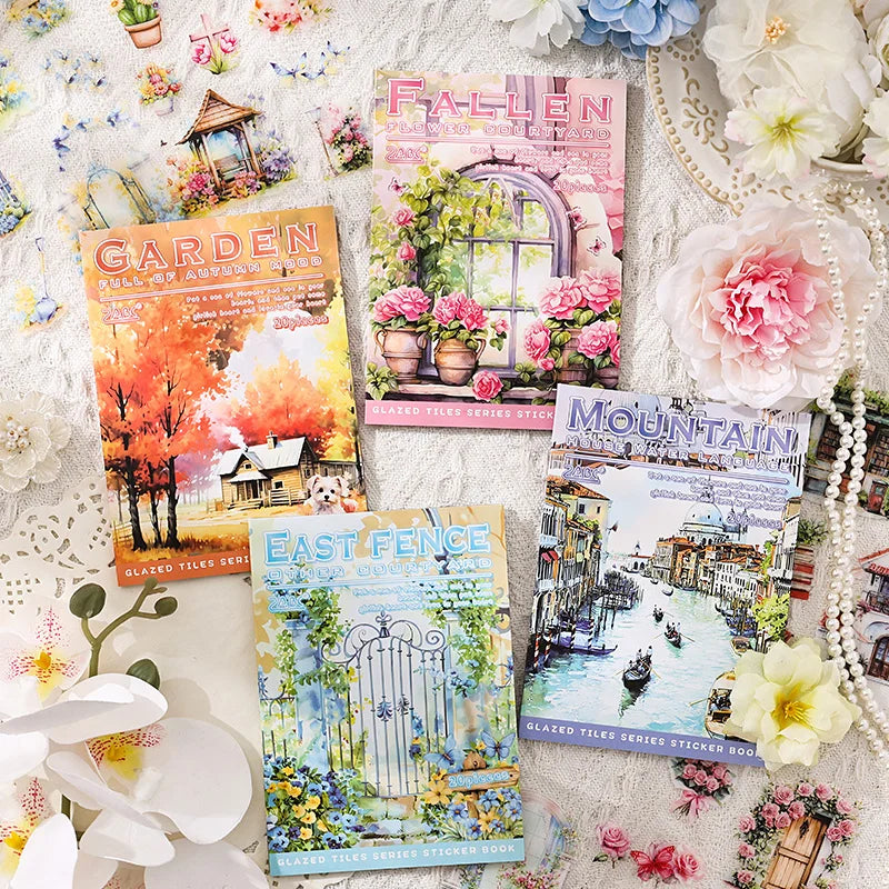 TIANZI 20/80pcs Die Cut Landscape Stickers Book for Scrapbooking Journaling DIY Crafts Planners Art Supplies Qme ABCD