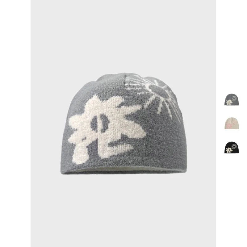 Niche Jacquard Plush Knitted Hat Men Women Autumn Winter Warm Qme