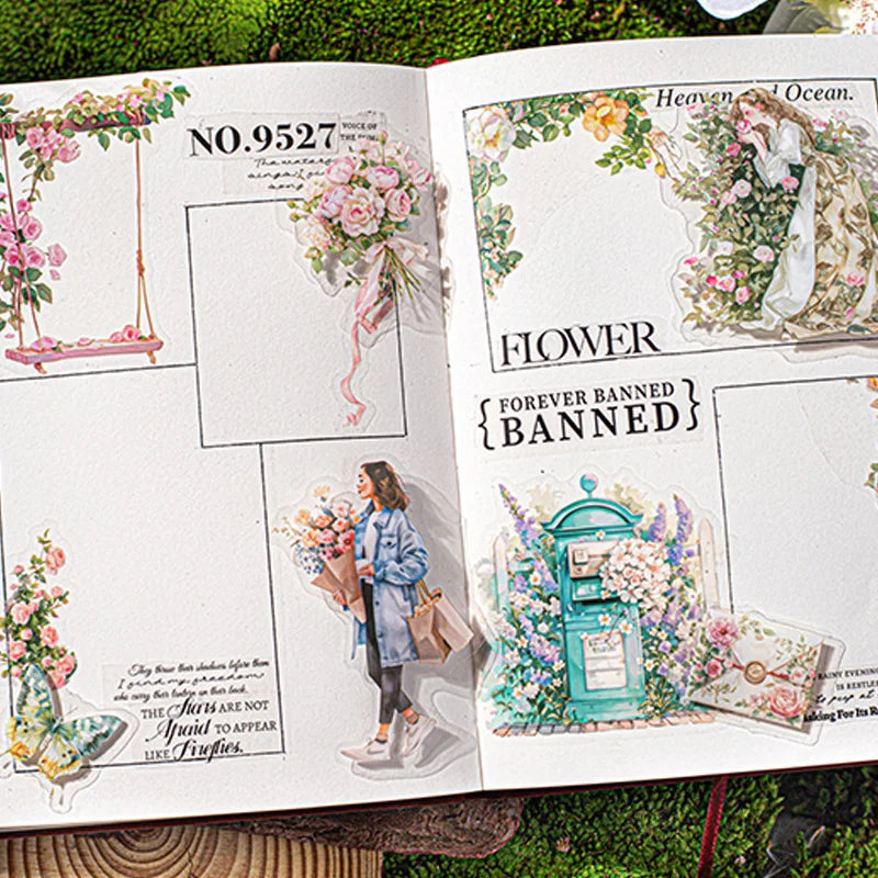 Sticker Pack 25 Sheets/Bag Green Garden Fashion Girl Scrapbook Stationery DIY Journal Phone Case Notebook Decoration Qme