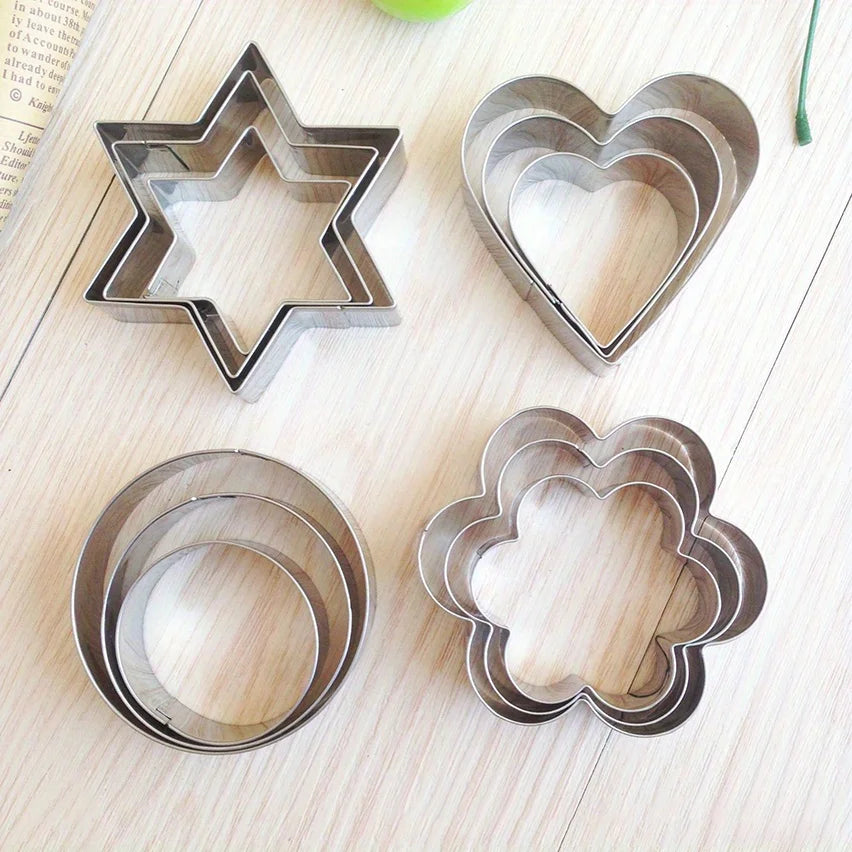 Set Of 12 Stainless Steel Cookie Mold Cookie Cutter Qme Silvery