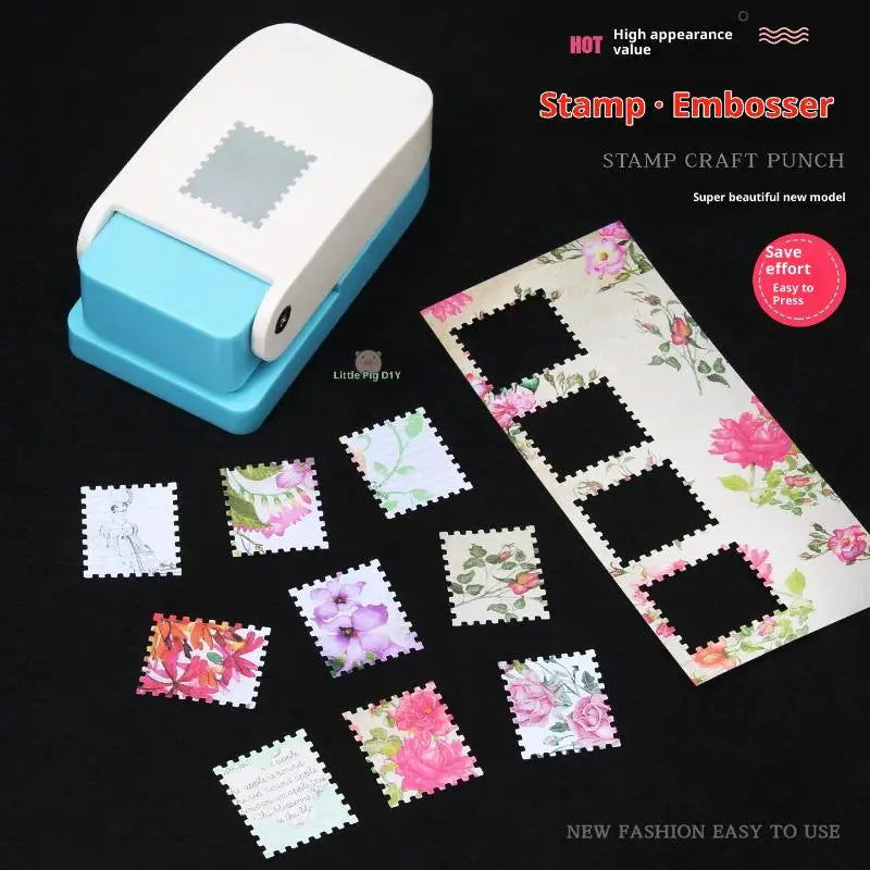 Rectangle Postage Stamp Punch Lever Action Craft Paper Crafting Qme Default Title