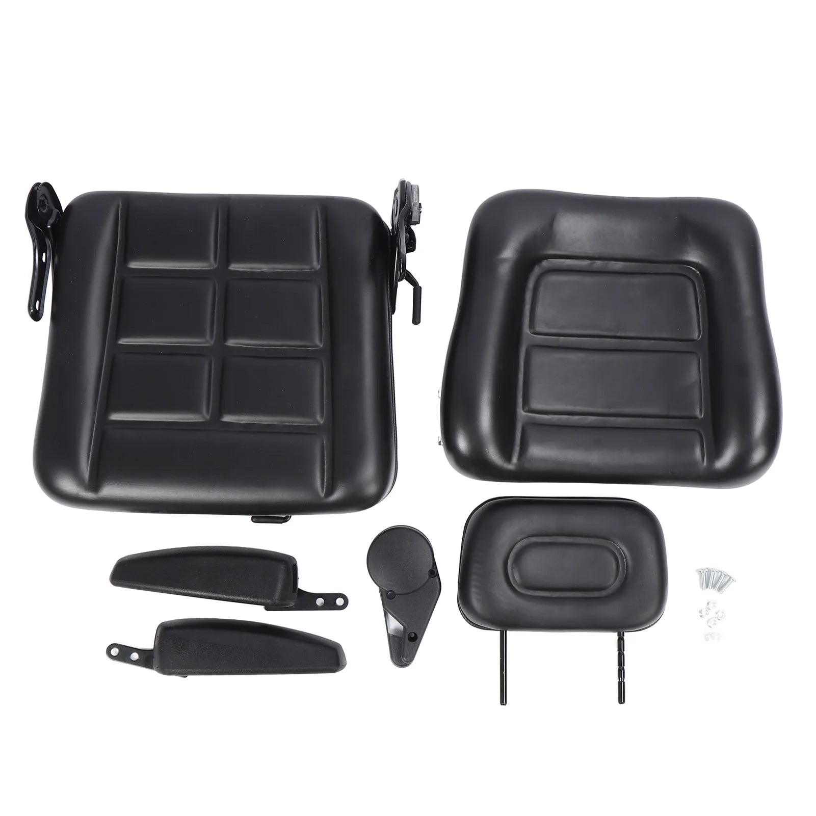 Forklift Seat Black Wear Resistant Lawn Mower Seat Ergonomic with Adjustment and Slide Rail for Excavator Loader Tractor Mower Qme With armrest