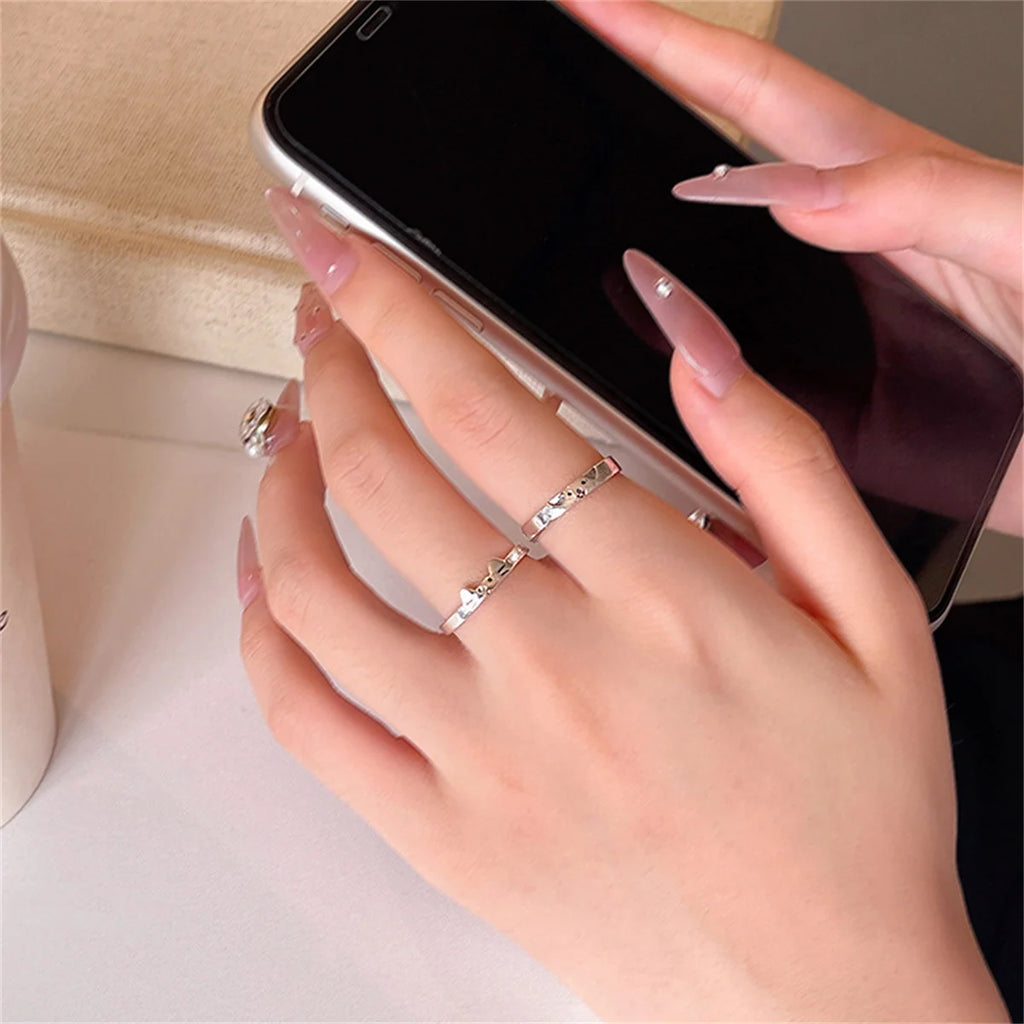 2pcs Cute Animal Dog Cat Rings for Women Men Simple Design Adjustable Cartoon Couple Rings Lovers Girlfriend Wedding Jewelry Qme
