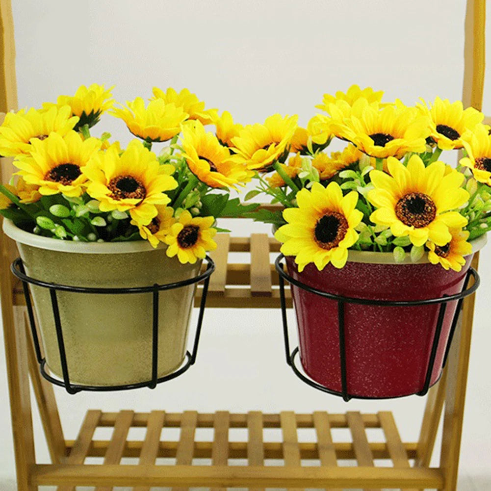 Round Metal Hanging Flower Pot Holder European Style Balcony Railing Planter Rack Indoor Outdoor Iron Plant Stand Qme