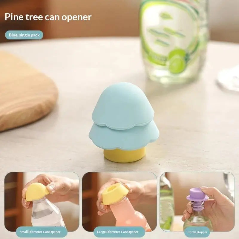 3 In 1 Pine Tree Shape Bottle Silicone Opener Household Beverage Bottle Can Opener Plastic Bottle Size Caliber Universal Stopper Qme A3