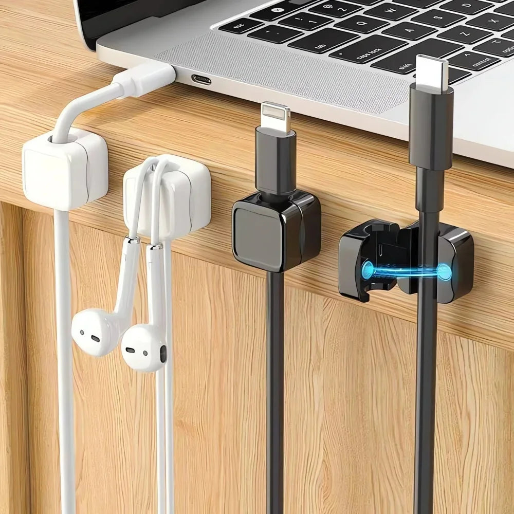 1-6Pcs Cable Organizer Holder Magnetic Cable Clip Charging Data Cable Holder Adhesive Wire Keeper Under Desk Cable Management Qme
