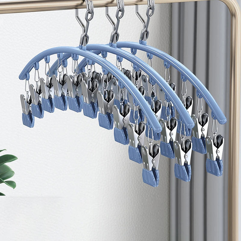 Underwear Socks Holder Stainless Steel Clothes Drying Hanger Metal Qme Blue